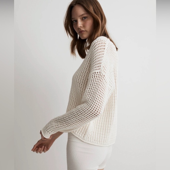 EUC XXS Madewell crochet sweater off white summer spring oversized perfection - Picture 1 of 7